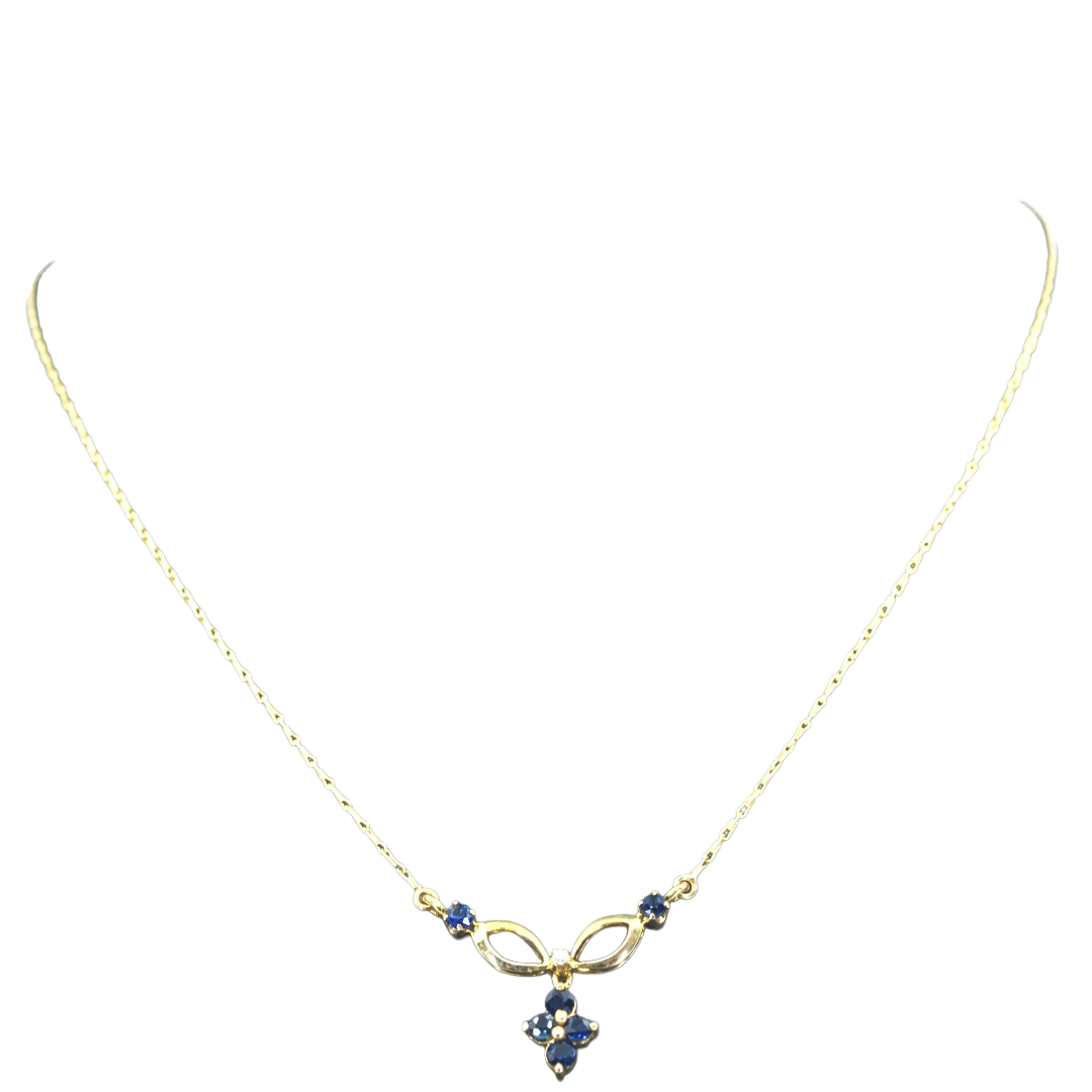 K14 ブルー色石付きペンダントネックレス