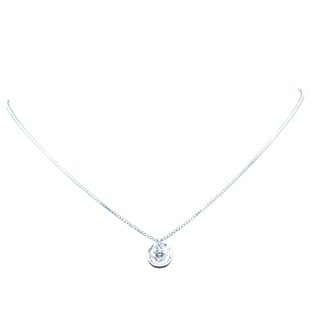 PT850 K18WG ダイヤモンドネックレス PT850ベネチアンチェーン・トップK18WG アジャスター付