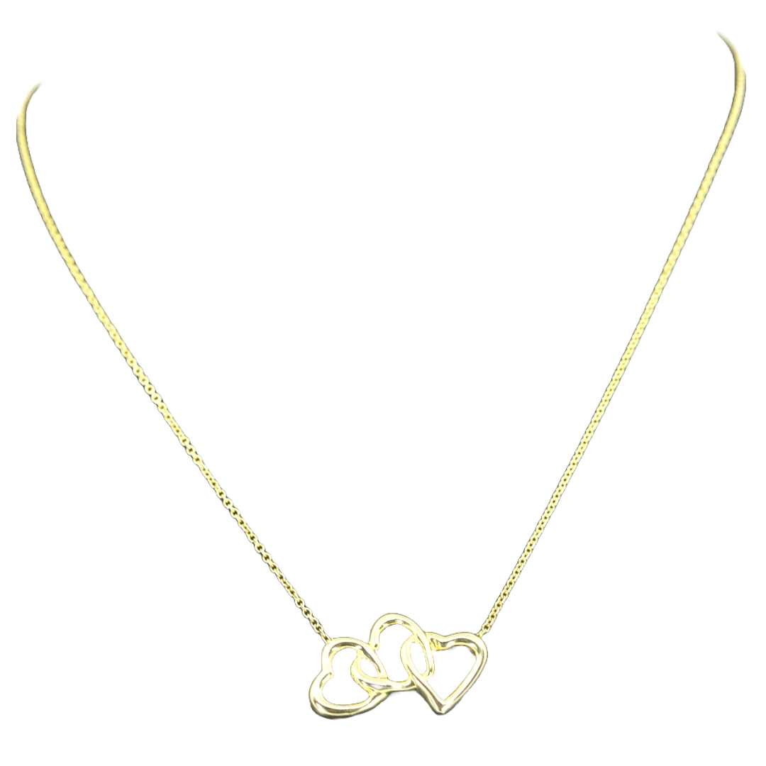 ティファニー Tiffany&Co K18YG 750 トリプルオープンハートネックレス