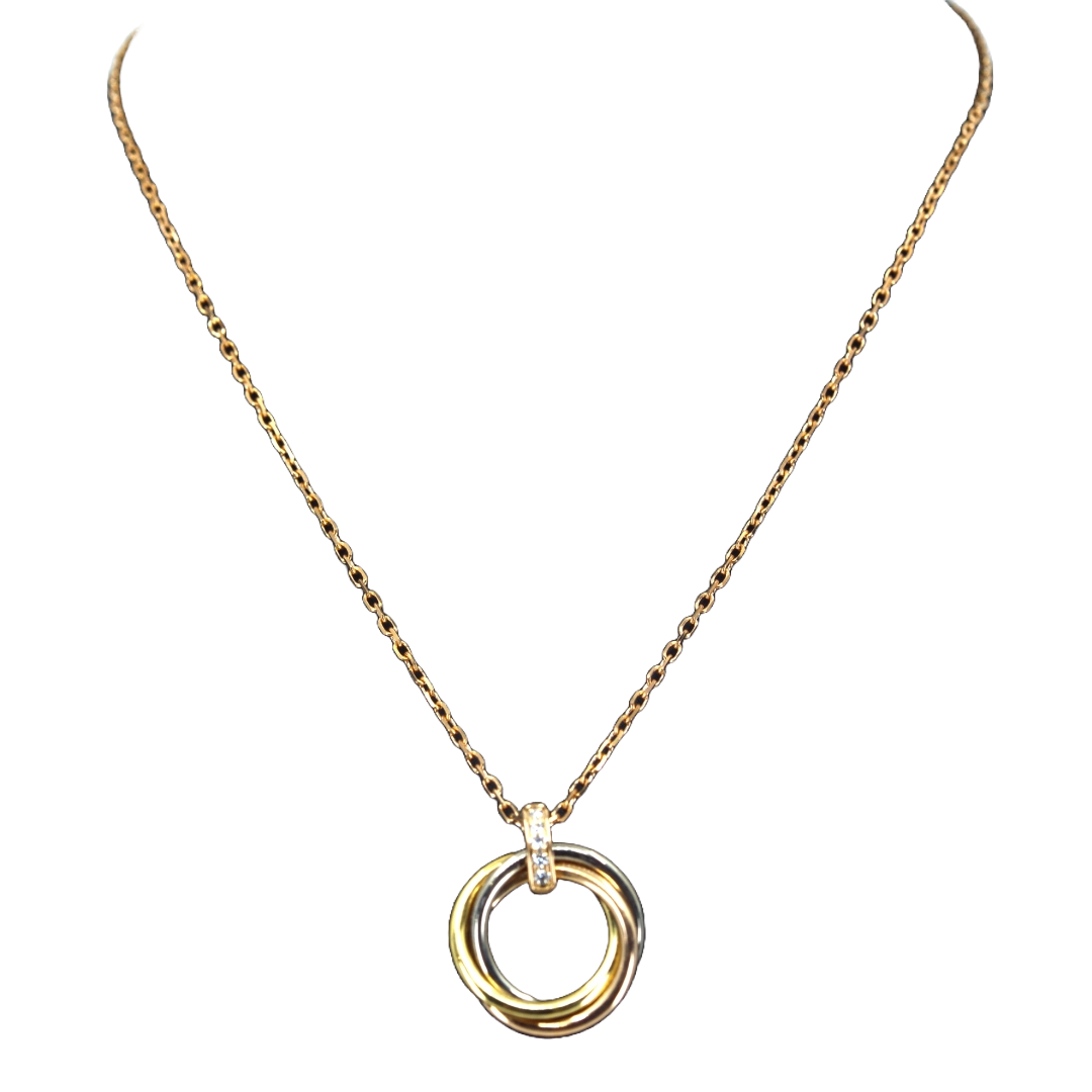 カルティエ Cartier ネックレス トリニティ サークル スリーカラー 5ポイント ダイヤモンド K18PG K18WG K18YG