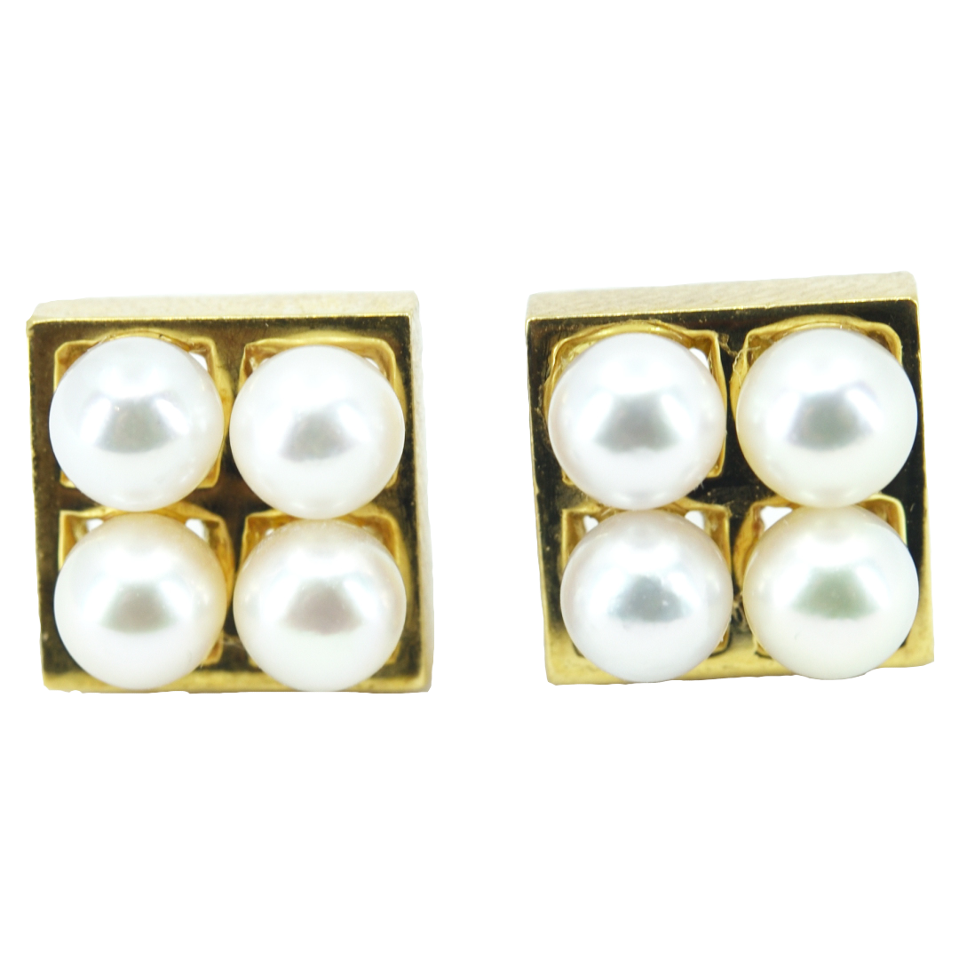 ジュエリーマキ JEWELRY MAKI K18 4粒パール付きピアス