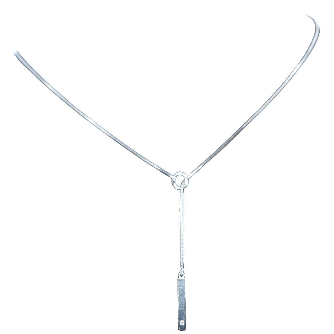 K18WG 2粒ダイヤ付きネックレス ベネチアンチェーン