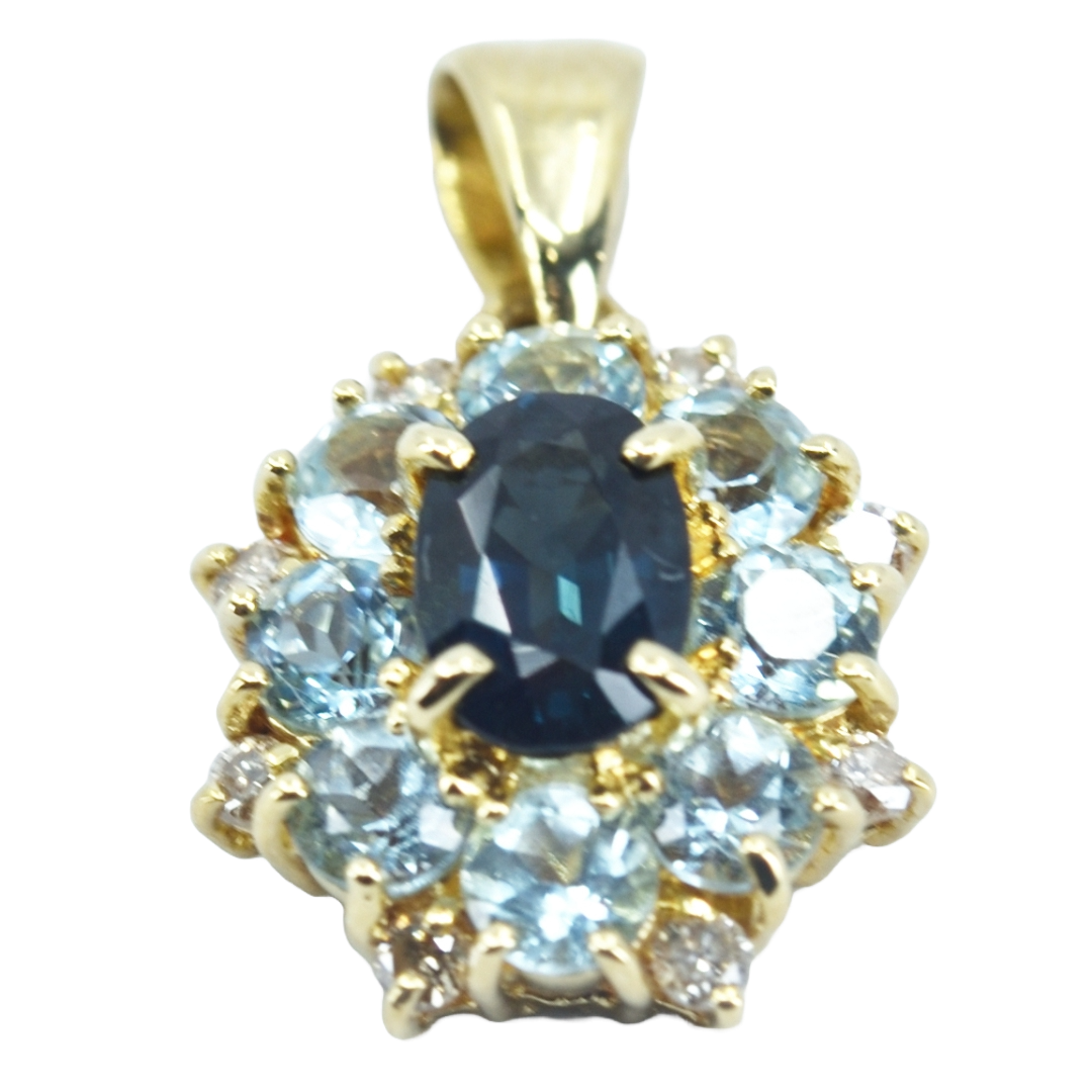 K18 ダイヤモンド 色石 ペンダントトップ