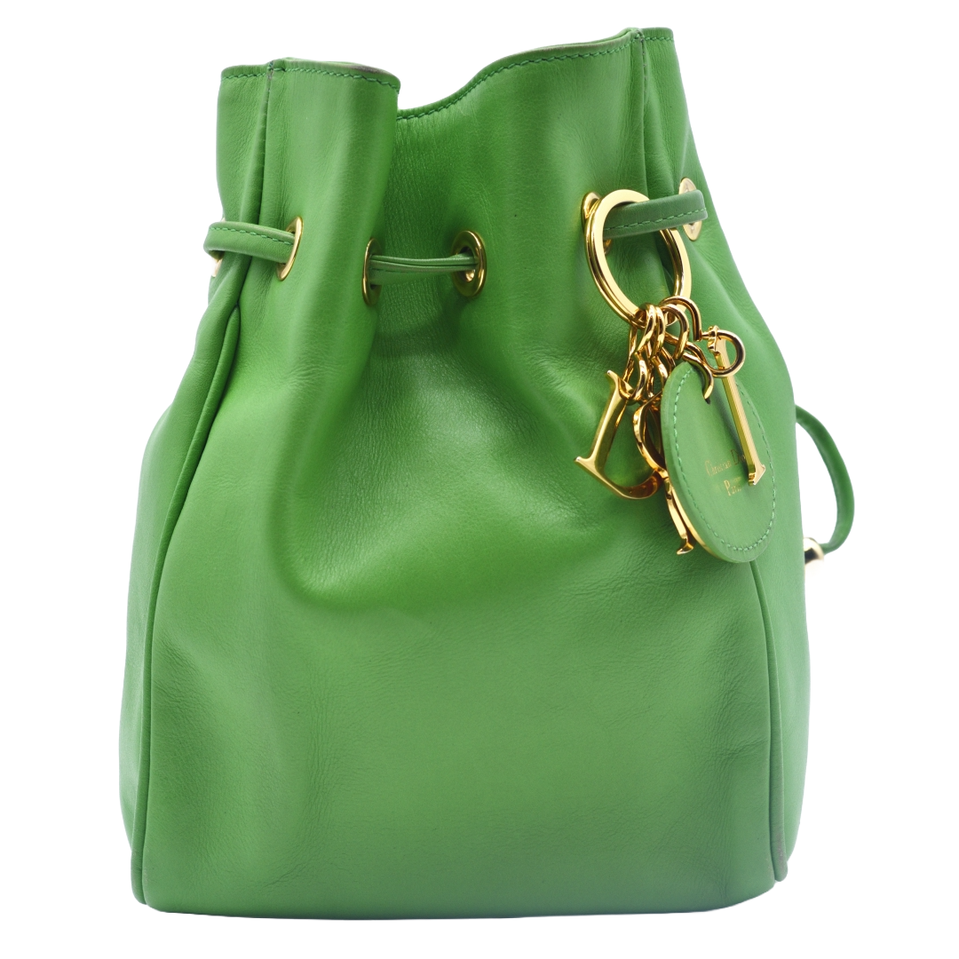 クリスチャンディオール Christian Dior 巾着 ハンドバッグ ポーチ レザー