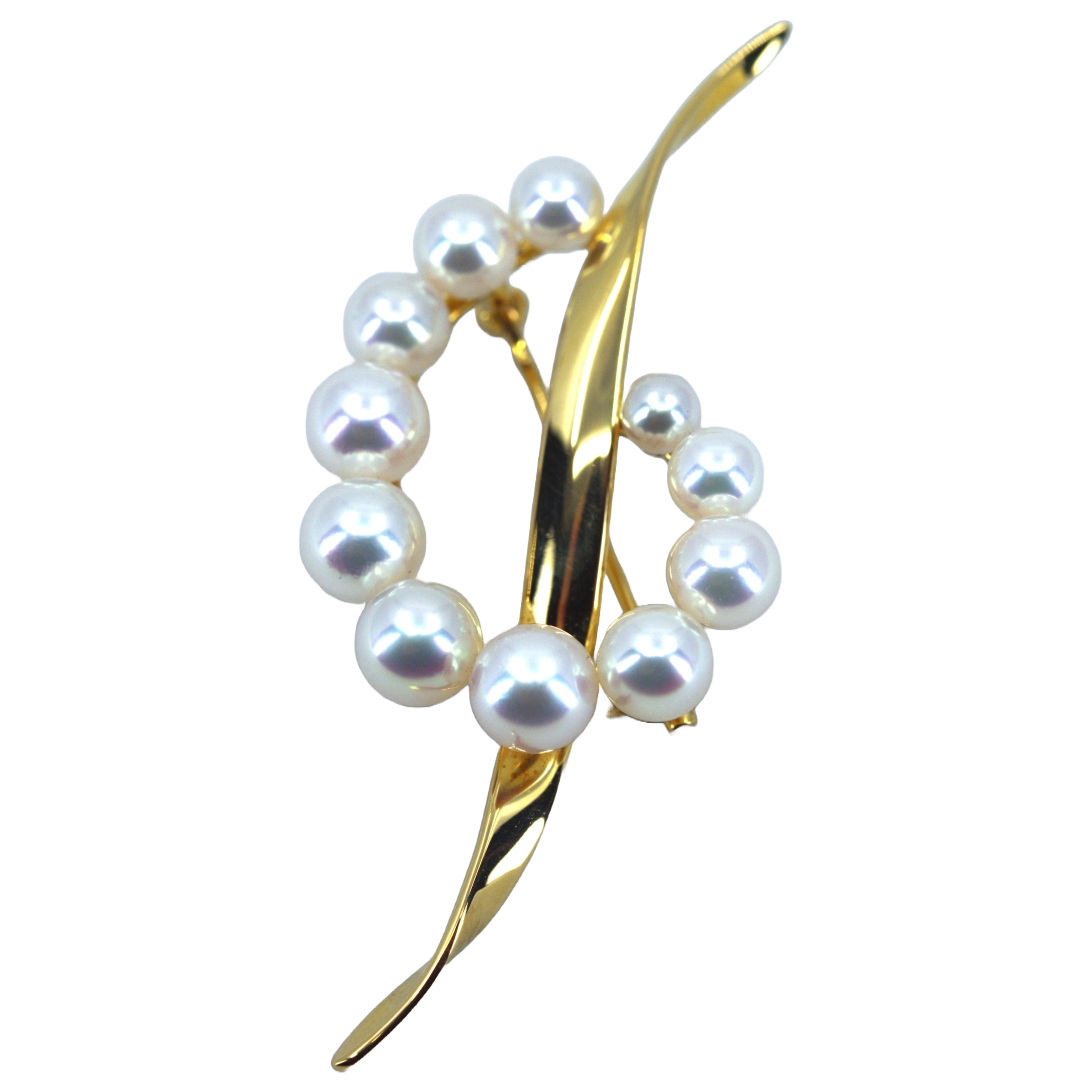 MIKIMOTO ミキモト K18 パールブローチ パール11粒